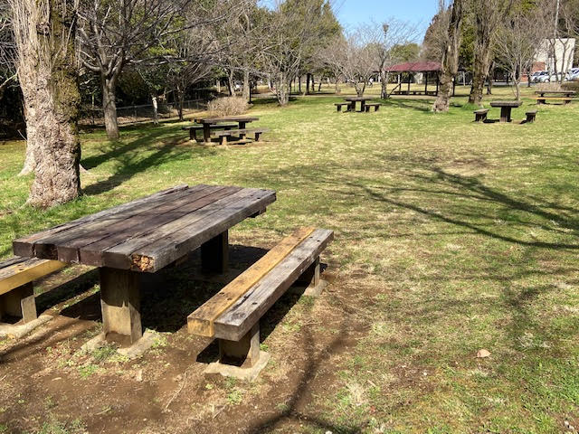 七井戸公園　テーブルセット　芝生広場