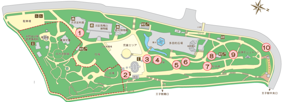 王子　飛鳥山公園　園内マップ